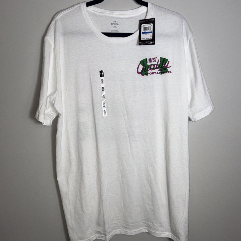 Under Armour Men's Extra Large XL Vintage Type T-Shirt White Loose Fit NWT